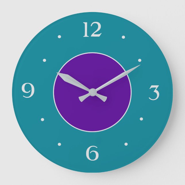 Grande Horloge Ronde Nos turquoise et violet/argenté et mains (Recto)