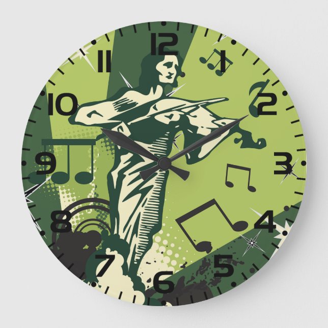 Grande Horloge Ronde Notes musicales du violon (Recto)