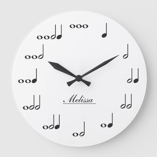 Grande Horloge Ronde Notes musicales personnalisées (Recto)