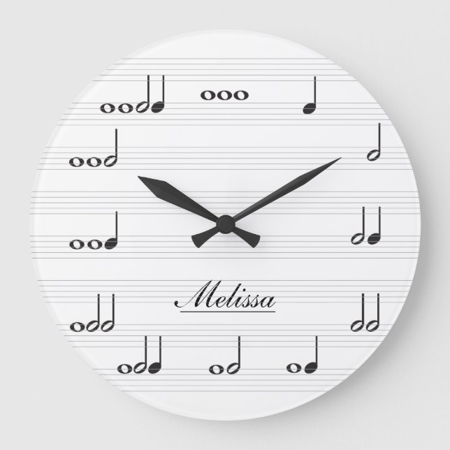 Grande Horloge Ronde Notes musicales personnalisées (Recto)