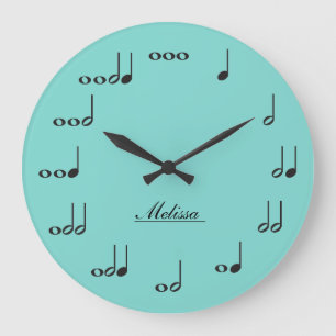 Grande Horloge Ronde Notes musicales personnalisées