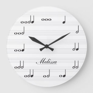 Grande Horloge Ronde Notes personnalisées de musique