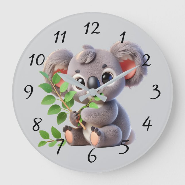 Grande Horloge Ronde Nounours Koala mignon (Recto)