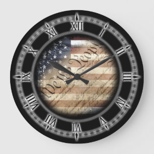 Grande Horloge Ronde Nous l'horloge murale vintage de drapeau américai