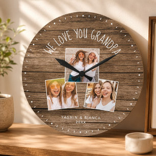 Grande Horloge Ronde NOUS T'AIMONS PAPA Grand-père Photo personnalisée 