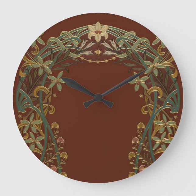 Grande Horloge Ronde Nouveau floral charmant avec lily (Recto)