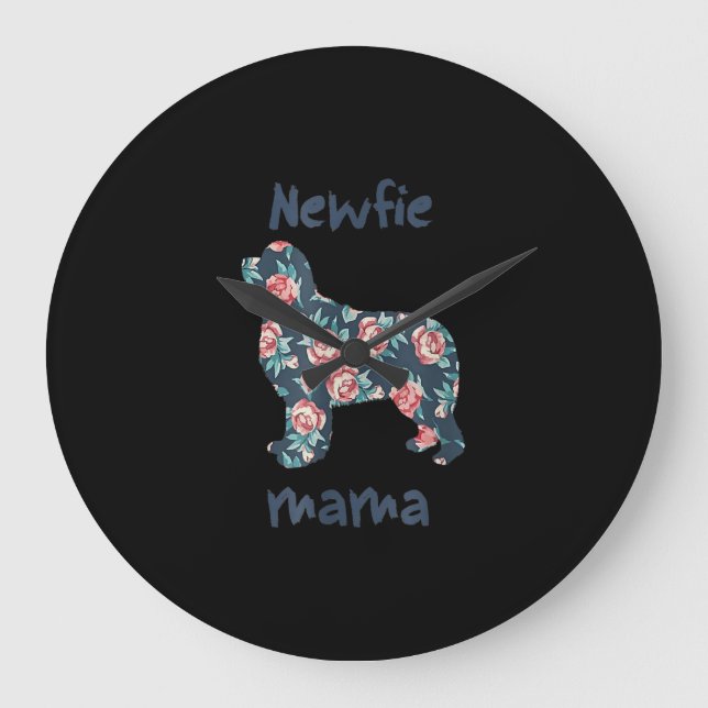 Grande Horloge Ronde Nouvelle maman | Terre-Neuve maman chien présent (Recto)