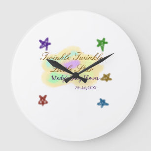 Grande Horloge Ronde Nuages arc-en-ciel scintillent Twinkle Little Star