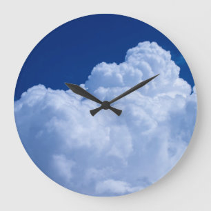Grande Horloge Ronde Nuages bouffants blancs et ciel bleu