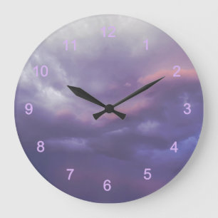 Grande Horloge Ronde Nuages colorés de tempête