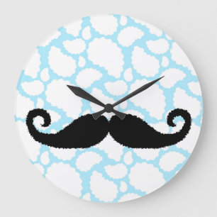 Grande Horloge Ronde Nuages en forme de moustache