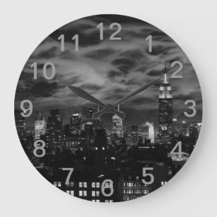 Grande Horloge Ronde Nuages éthérés : Horizon de NYC, bâtiment BW