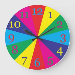 Grande Horloge Ronde nuances de couleur jaune vert cyan bleu magenta ro