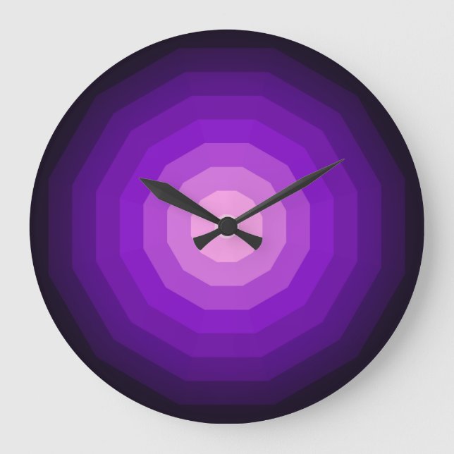 Grande Horloge Ronde Nuances de pourpre Dodecagons Élégant sans nombre (Recto)