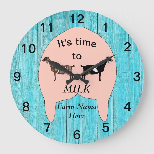 Grande Horloge Ronde Nubian Dairy Goat Farm Udder Large Clock (Recto)