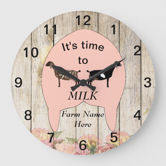 Grande Horloge Ronde Nubian Dairy Goat Farm Udder Large Clock (Recto)