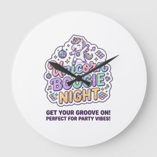 Grande Horloge Ronde Nuit de Boogie de Licorne Typographie Gras T-shirt