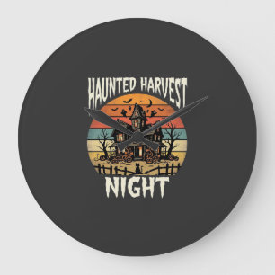 Grande Horloge Ronde Nuit de citrouille hantée d'Halloween