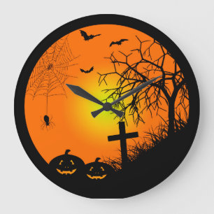 Grande Horloge Ronde Nuit de Halloween