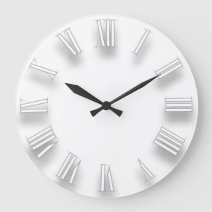 Grande Horloge Ronde Numéro de roman moderne Minimum White Gray 3D