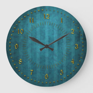 Grande Horloge Ronde Numéro de stripped teal stripped