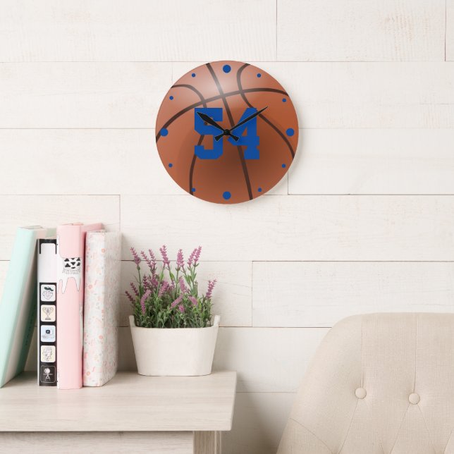 Grande Horloge Ronde Numéro personnalisé du basket-ball (Salle de lecture)