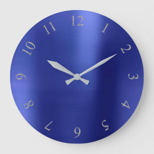 Grande Horloge Ronde Numéros anglais Indigo Blue Parties scintillant G