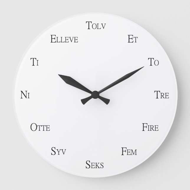 Grande Horloge Ronde Numéros danois Apprentissage des langues Personnal (Recto)