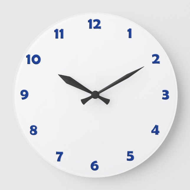 Grande Horloge Ronde Numéros de face de l'horloge - bleu (Recto)