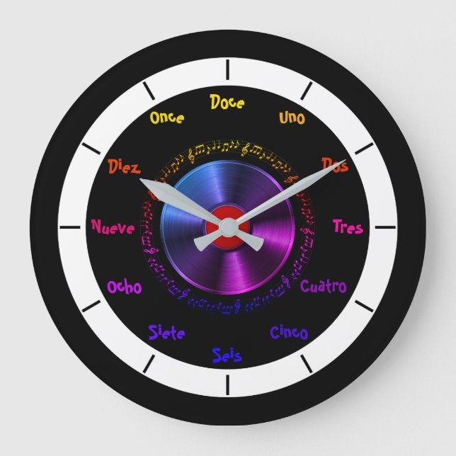 Grande Horloge Ronde Numéros de lettres espagnoles modifiables (Recto)