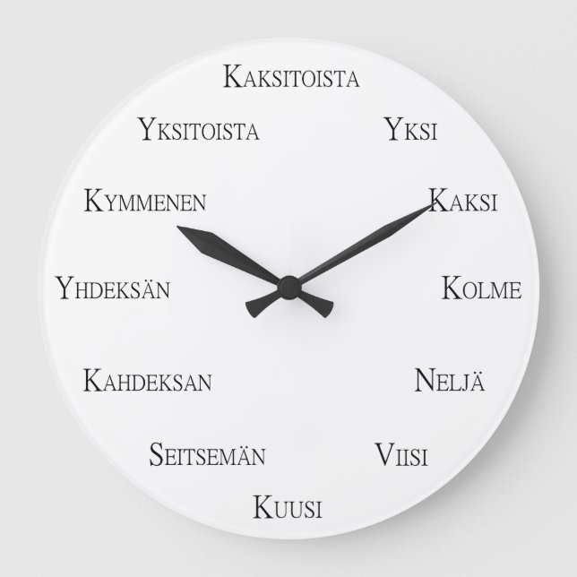 Grande Horloge Ronde Numéros finlandais Apprentissage des langues Perso (Recto)