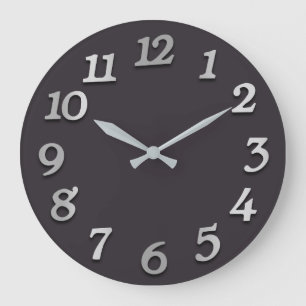 Grande Horloge Ronde Numéros minimaux Gris Gris Gris Gris Métal 3D Gr
