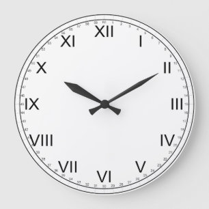 Grande Horloge Ronde Numéros noirs et blancs-romains simples