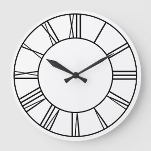 Grande Horloge Ronde Numéros romains blancs et noirs