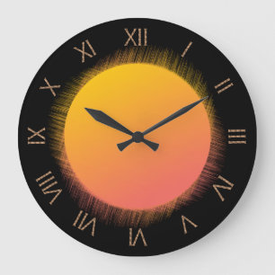 Grande Horloge Ronde Numéros romains du soleil