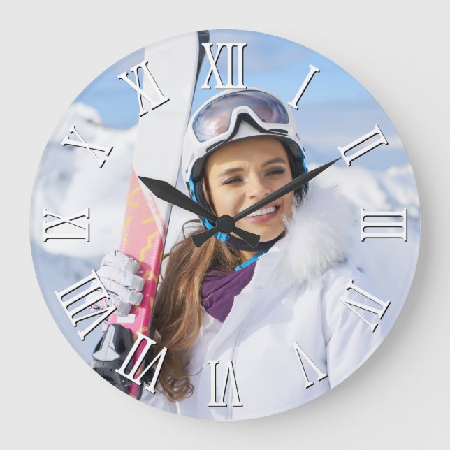 Grande Horloge Ronde Numéros romains en noir et blanc (Recto)