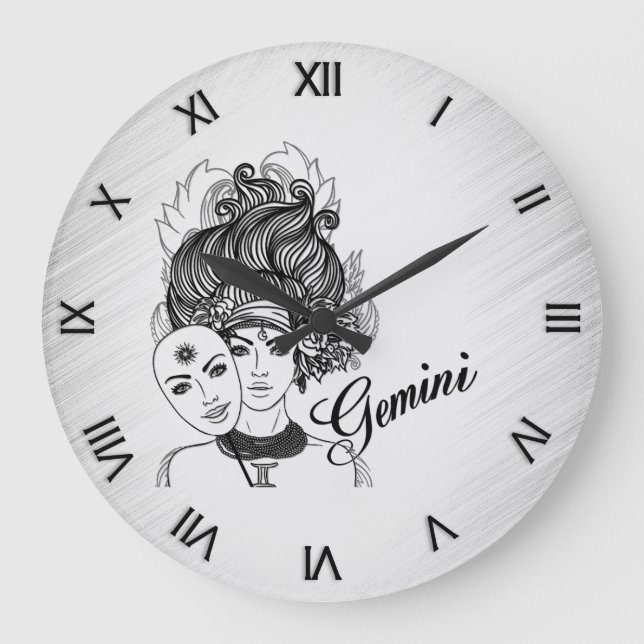 Grande Horloge Ronde Numéros romains Gemini Masqué Lady Zodiac (Recto)
