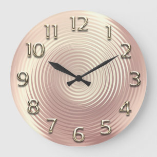 Grande Horloge Ronde Numéros romains métalliques minimaux Roses d'or