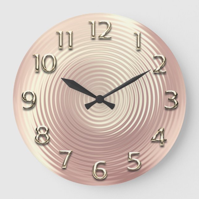 Grande Horloge Ronde Numéros romains métalliques minimaux Roses d'or (Recto)