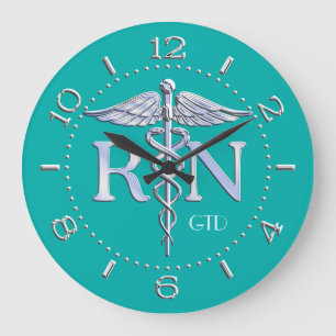 Grande Horloge Ronde Nurse RN Caduceus Monogram Dial Style on Turquoise