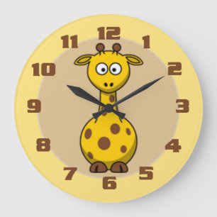 Grande Horloge Ronde Nurserie de la girafe mignonne