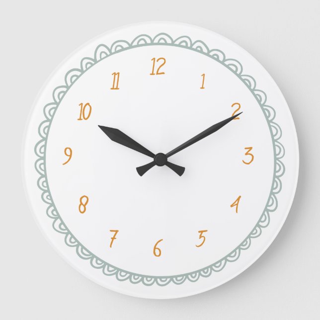 Grande Horloge Ronde Nursery jolie coquille verte (Recto)