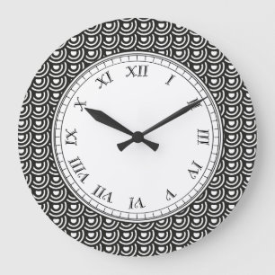 Grande Horloge Ronde NY Art Déco Metropolitan moderne noir et blanc