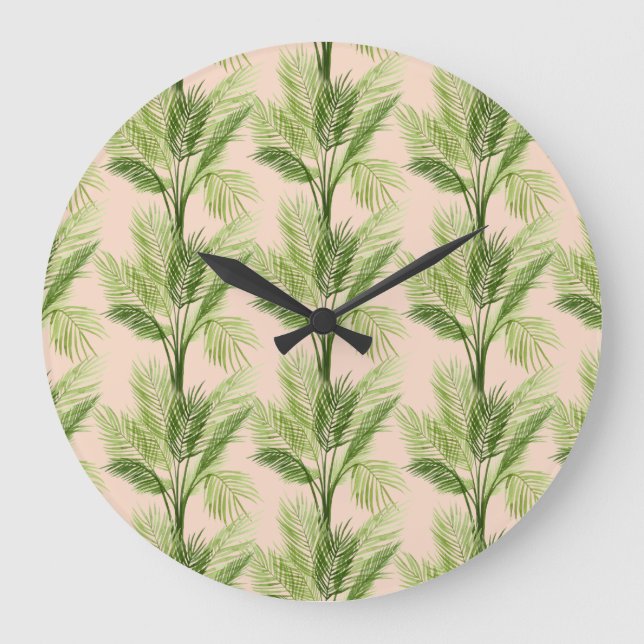 Grande Horloge Ronde Oasis intérieure | Motif Palm Tree (Recto)