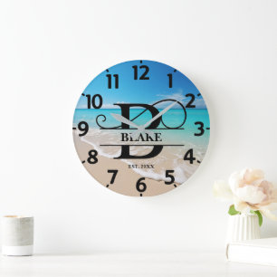 Grande Horloge Ronde Océan paisible plage B monogramme