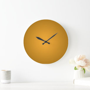 Grande Horloge Ronde Ocre Doré Tons Chauds Rustique Élégant
