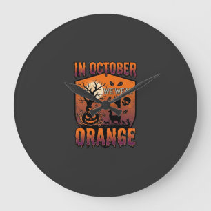 Grande Horloge Ronde Octobre, nous portons Orange Halloween Citrouille 