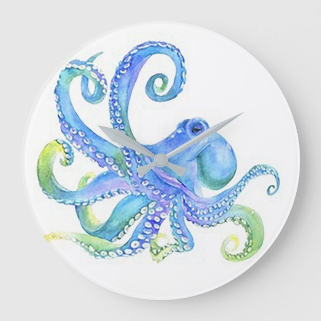 Grande Horloge Ronde "Octopus bleu" (Recto)