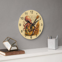 Octopus Jouer Guitare Musique Vintage Art