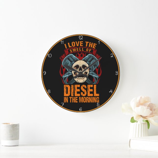 Grande Horloge Ronde Odeur de diesel" Piston crâne (Maison)
